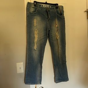 Mossimo supply distressed straight legged jeans, size 15